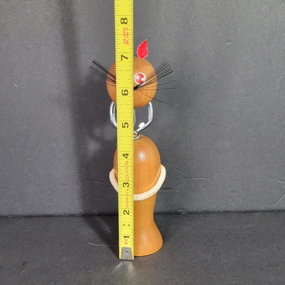 Vintage Mid Century Japanese Wooden Cat Corkscrew Bottle Opener NWOT - Picture 7 of 9